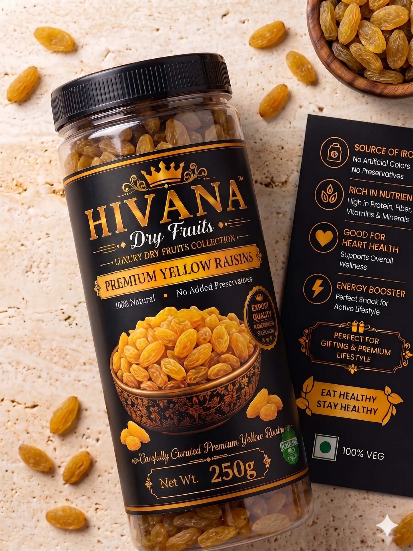 HIVANA Golden Raisins 250gm
