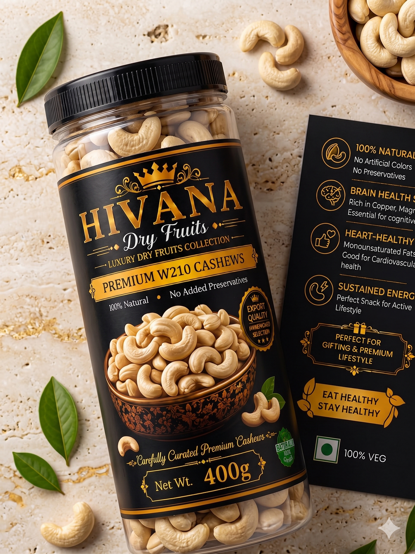 HIVANA Classic Whole Cashews 400gm