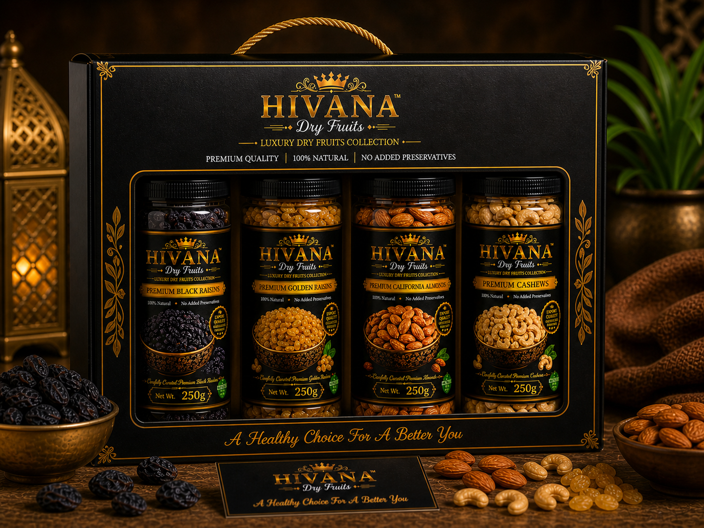 Hivana Luxury 4-in-1 Dry Fruits Gift Box 400gm