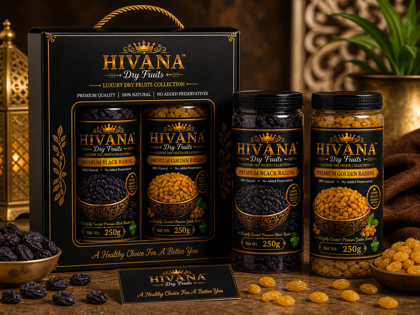 Black Raisins & Golden Raisins Combo (250g Each)