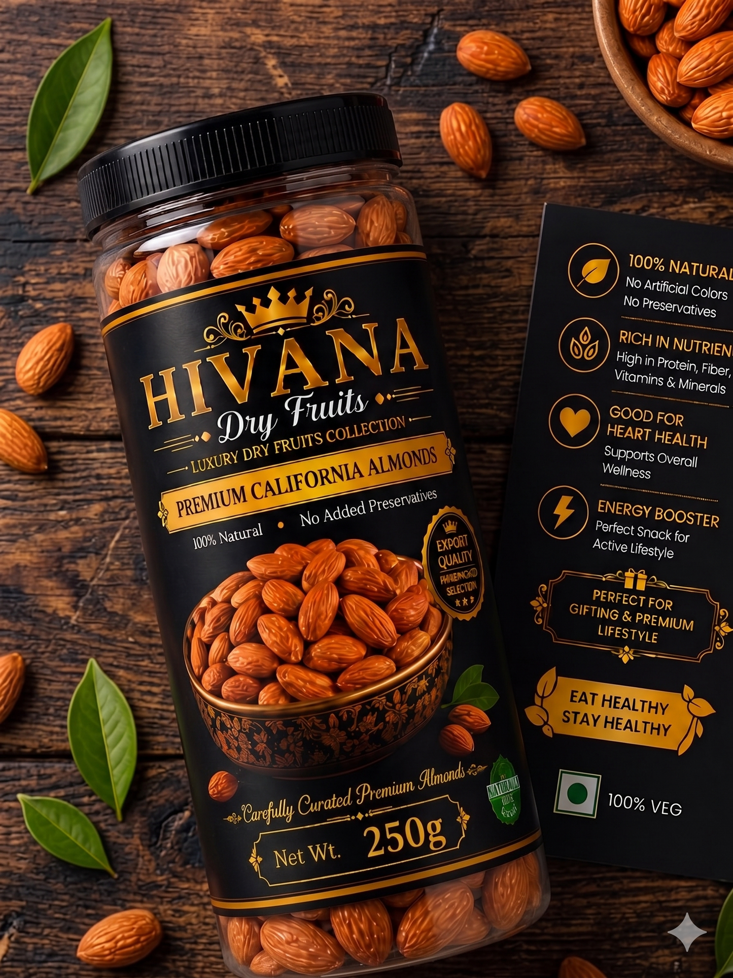 HIVANA California Almonds 250gm
