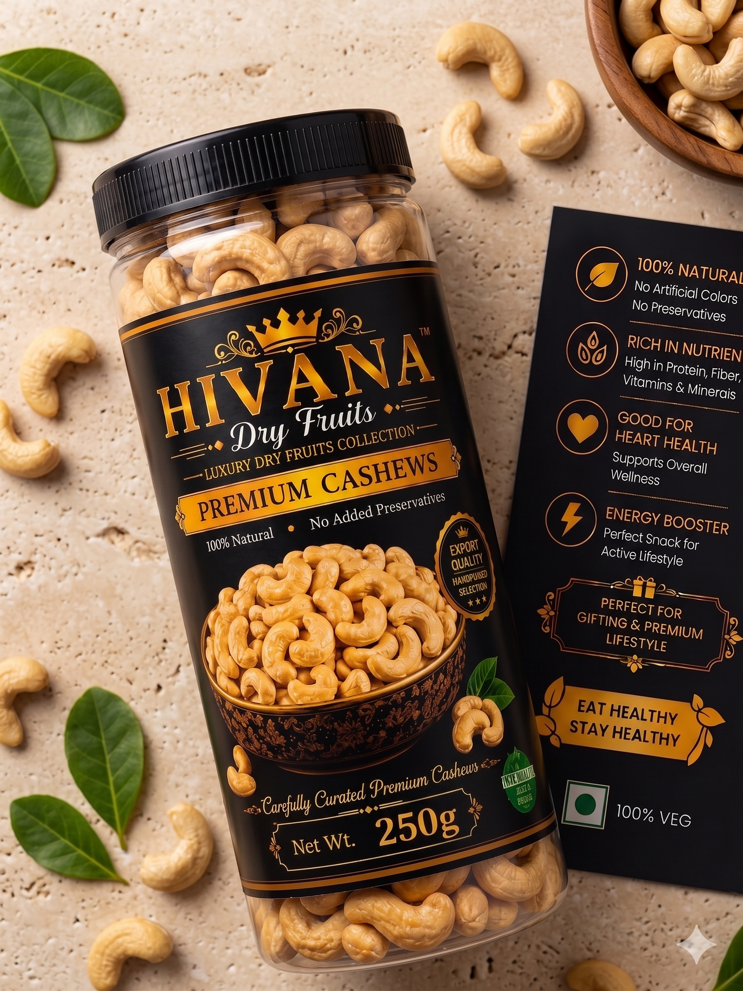 HIVANA Premium Cashews 250gm
