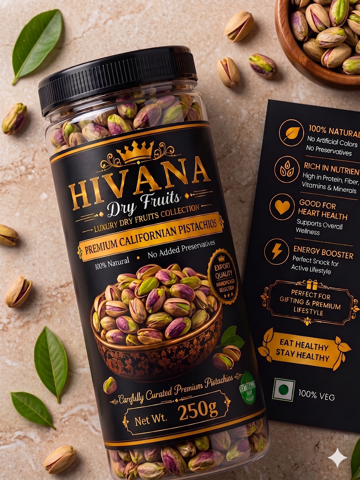 HIVANA Premium Californian Pistachios 250gm