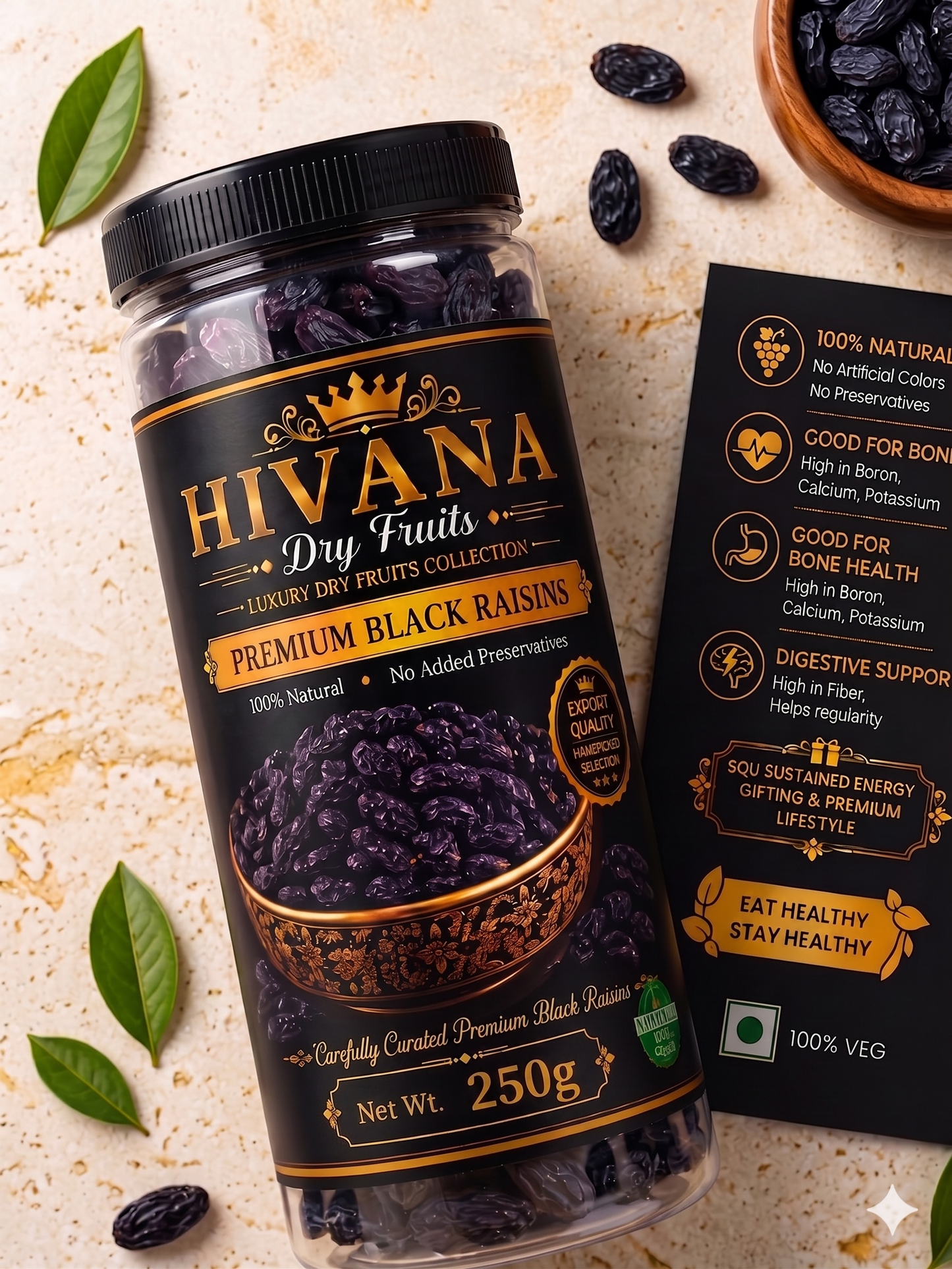 HIVANA Black Raisins 250gm