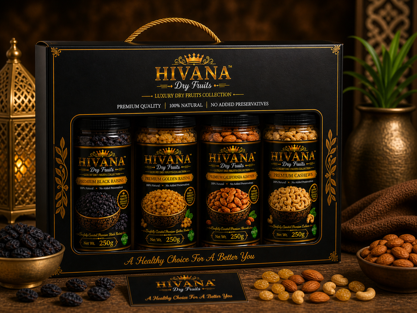 Hivana Luxury 4-in-1 Dry Fruits Gift Box 400gm