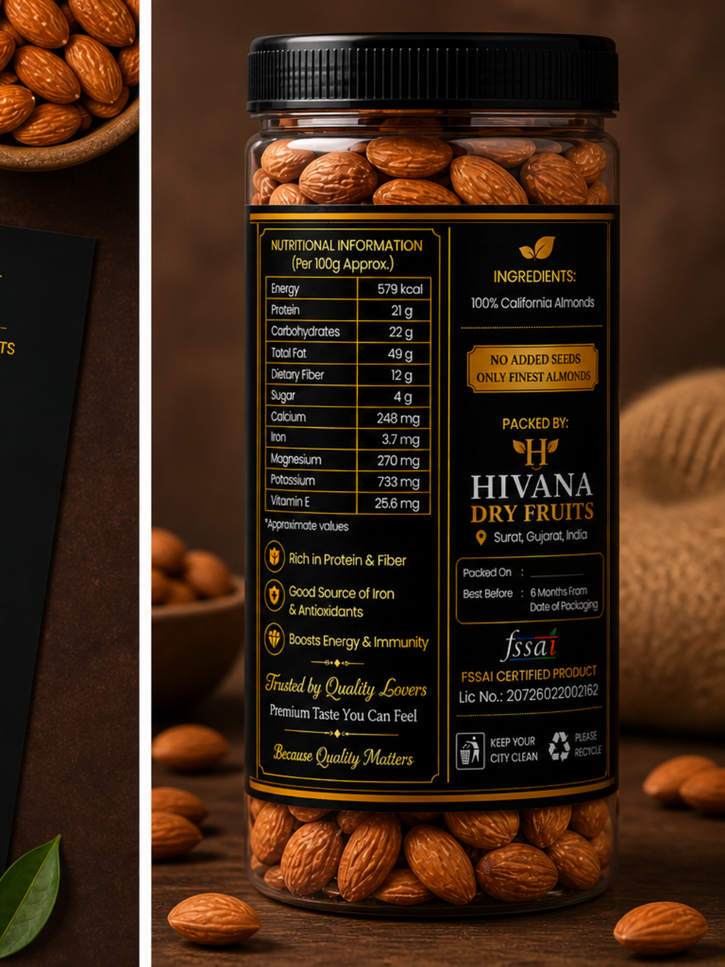 HIVANA Signature California Almonds 400gm