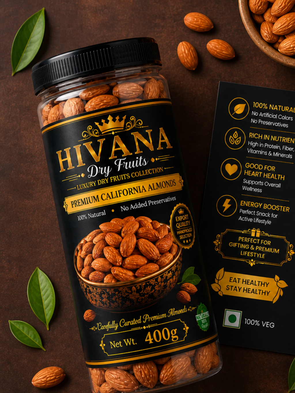 HIVANA Signature California Almonds 400gm